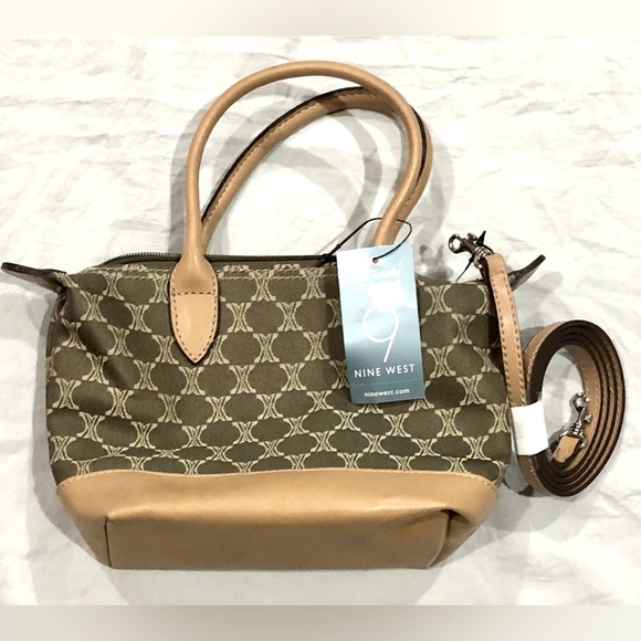 🦋NINE WEST organized natural color handbag w/crossbody strap size9x6 NWT - Picture 3 of 13